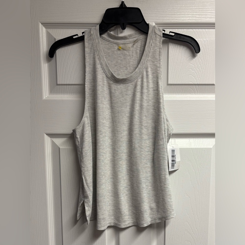 NWT Zella Gray Ribbed Modal Blend Racerback Tank Size Small